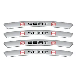Емблема обода колеса Seat 4 шт Алюміній наклейка на диски на скотчі Сірі