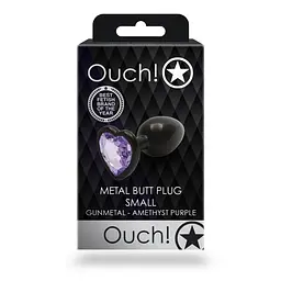 Металева анальна пробка з кристалом Ouch! Heart Gem - розмір S - мініатюра 4