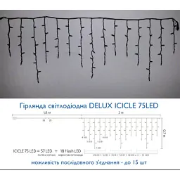 Гірлянда Delux ICICLE flash 75LED 2 х 0.7 м мульті/чорний IP44 EN (90012955) - мініатюра 3