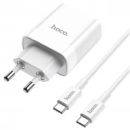 Адаптер мережевий HOCO C80A Type-C to Type-C cable rapido charger set C80A, 1USB/1Type-C, QC/PD, 20W, 3A Білий - мініатюра 7