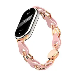 Металевий ремінець для Xiaomi Smart Band 10/9/8, Chain Wristband, рожевий, браслет з нержавіючої сталі та штучної шкіри для фітнес-трекера, ArmorStandart (ARM86888)