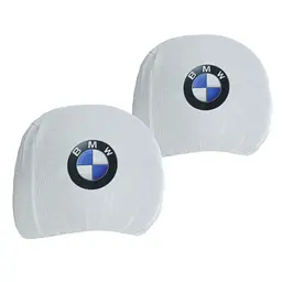 Чохли для підголівників Універсальні BMW Білі Кольоровий логотип 2 шт