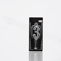 Свічка цифра 3 срібло No name ATS4898 Срібний (2000989574767)