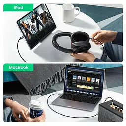 Кабель Ugreen Mini Jack 3.5mm to USB Type C CM450 DAC-чіп 1м Black (25108) - мініатюра 6