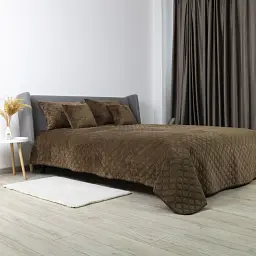 Покривало ТЕП велюрове Velour 150x210 см коричневе Ромб круглий - мініатюра 4