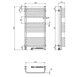 Електрична рушникосушка Navin Stugna 480x1000 Sensor права чорний муар 12-028153-3680, Чорний матовий, Праве, Електронний - мініатюра 7