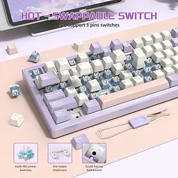 Клавіатура Attack Shark X75 RGB перемикачі Kailh MX сутінково-фіолетова (AS-6972792471464-TP-UA) [166745] - мініатюра 7