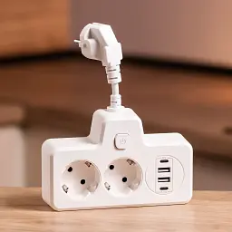 Мережевий фільтр-розгалужувач Yiwu HP-5-17 SNAILS BKL-502 EU на 2 розетки LED 4 USB білий - мініатюра 2