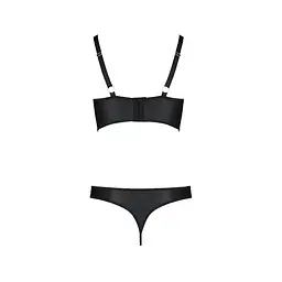 Комплект з еко-шкіри з люверсами та ремінцями Passion Malwia Bikini black L/XL - мініатюра 4