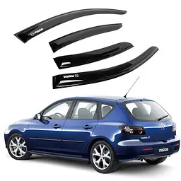 Дефлектори вікон вітровики Mazda 3 2003-2009 Хечбек Скотч 3M Voron Glass