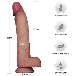 Фалоімітатор - Sliding Skin Pro II Dual Layer Silicone Dong 10" Flesh - мініатюра 11