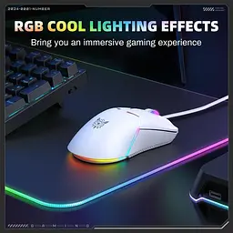 Комп'ютерна мишка Onikuma ігрова дротова з RGB підсвіткою та 6400 DPI для ПК та ноутбука Білий - мініатюра 7