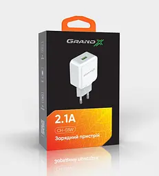 Зарядний пристрій Grand-X (1xUSB 2.1A) White (CH-03W) - мініатюра 4