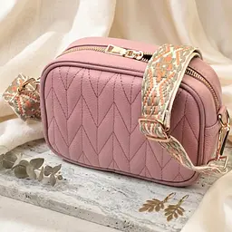 Красива стьобана жіноча сумка з натуральної шкіри Vintage 22614 рожева