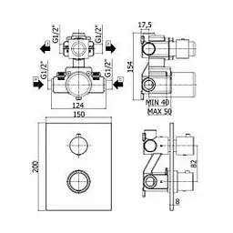 Термостат для душу на 2 споживача Paffoni Light з металевою накладкою white matt LIQ518BO/M, Білий матовий - мініатюра 2