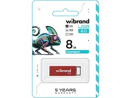 Флешка Wibrand 8 GB Chameleon Red USB 2.0 (WI2.0/CH8U6R) - мініатюра 2