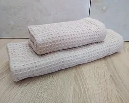 Набір турецьких вафельних рушників 50х90+70х140 Mercan Beige - мініатюра 2
