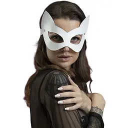 Маска кішечки Feral Feelings - Kitten Mask, натуральна шкіра, біла