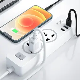 Мережевий подовжувач-фільтр XO WL04 (3 х USB + 2 х розетки) 10A білий - мініатюра 2