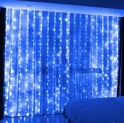 Новорічна світлодіодна гірлянда-штора Роса 3x2 м з 200 синіми LED-лампочками та живленням USB - мініатюра 6