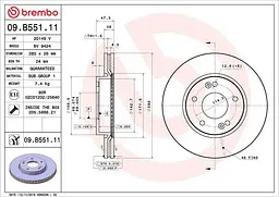 Диск гальмівний вентильований Kia Carens III, Optima III 04-23р Brembo (09.B551.11)