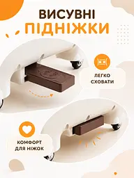 Дитячий толокар біговел каталка з EVA-колесами та висувними підніжками білий з коричневим (49676142) - мініатюра 6