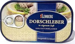 Печінка тріски Lemberg у власному соку 115 г (4260051071459)