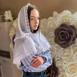 Жіночий палантин для відвідування храму, церкви, монастиря, обряду хрещення, вінчання мереживна шифонова хустка на голову Оберіг 80*120 см Betis білий