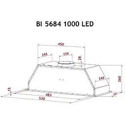Витяжка вбудована Perfelli BI 5684 WH 1000 LED - мініатюра 8