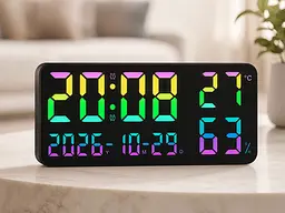 Годинник GH0750 RGB настінні, настільний / годинник з пультом на USB / Годинник календар, будильник, t°, вологість