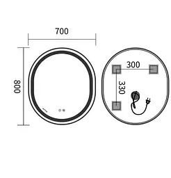 Дзеркало Mixxus Premium ELLIPSE MV05-80x70-REVERSE WHITE (LED Touch, Anti-fog (3-6kK)) (MP6645) - мініатюра 6