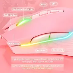 Комп'ютерна мишка Onikuma для ПК і ноутбука CW98 дротова з RGB підсвіткою 6400 DPI 7 кнопок комп’ютерна - мініатюра 6