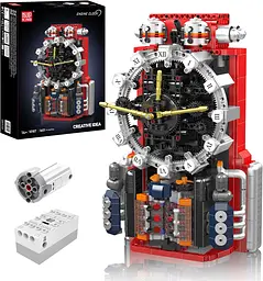 Конструктор механічний годинник Mould King Cyberpunk Mechanical Clock 10187 часи акумуляторні, для дорослих та дітей, 1601 деталей