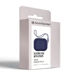 Силіконовий чохол для навушників Apple AirPods Pro 2 2022, Silicone Case with straps, синій, захисний чохол з ремінцем, ультратонкий і легкий, повний захист, з підвіскою, м"який силікон, ArmorStandart (ARM68609) - мініатюра 3