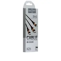 Кабель Hoco X26 Pisces Cable USB to microUSB / Lightning / TypeC 2A 1m Black - Red - мініатюра 2