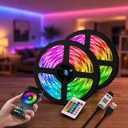 Гнучка світлодіодна стрічка RGB USB 15 м / Стрічка на USB на монітор, меблі + пульт / LED стрічка від павербанку