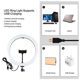 Кільцева USB LED лампа Puluz PKT3068B 11.8"+ штатив 1.1 м - мініатюра 3
