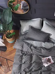 Комплект постільної білизни Ecotton двоспальний 180х215 см сірий двосторонній клітинка (147АВ) (22255)