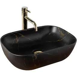 Умивальник Rea Belinda black marble mat накладний матовий REA-U8908, Чорний