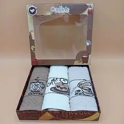 Набір вафельних рушників Ceylin's Coffee, з вишивкою, 60х40 см, 3 шт. (08-73707) - мініатюра 2
