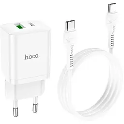 Блок — Адаптер мережевий HOCO Type-C to Type-C Cable Founder charger set N28 набір білий