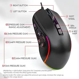 Ігрова провідна миша X9 з RGB підсвічуванням (Чорний) - мініатюра 5