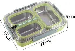 Ланч-бокс Snack на 3 секції пластик та нержавіюча сталь Kamille 27х19х5 см kuh0007595 - мініатюра 6