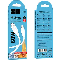 Дата кабель Hoco X 124 Bien silicone Type-C to Type-C 60 W (1 m) White - мініатюра 3