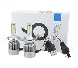 Комплект LED ламп COB C6 H4 головного світла з вентилятором ближнє та дальнє світло 12v 6000K 30W HeadLight - мініатюра 4