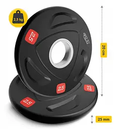 Диск олімпійський 4FIZJO 2 x 2.5 кг 51 мм металевий, прогумований Black (P-5905973401265) - мініатюра 7