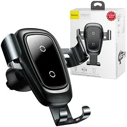 Автомобільний тримач холдер з БЗУ Baseus Metal Wireless Fast Charger Gravity Car Mount Air Outlet Type - мініатюра 2