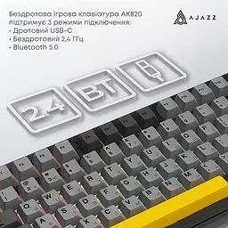 Клавіатура бездротова Ajazz AK820 Max Plus Day Dream Switch Чорний (AK820MAX-DD-BGY) - мініатюра 8