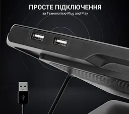 Охолоджувальна підставка для ноутбука GamePro GPCP-1540 RGB 2xUSB 3xfans до 17 дюймів - мініатюра 6
