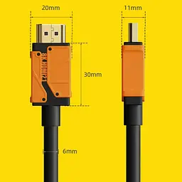 Кабель Hagibis HM04 HDMI to HDMI 2.1 2m Black/Orange [606522] [136952] - мініатюра 4